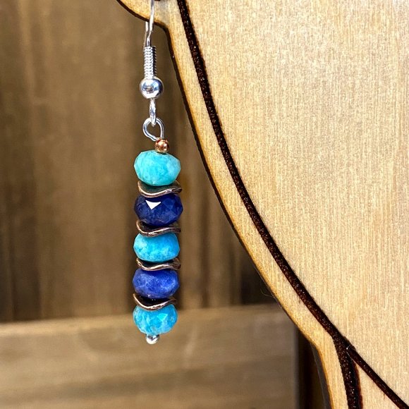 Lapis Lazuli Peruvian Amazonite Earrings - Picture 4 of 4